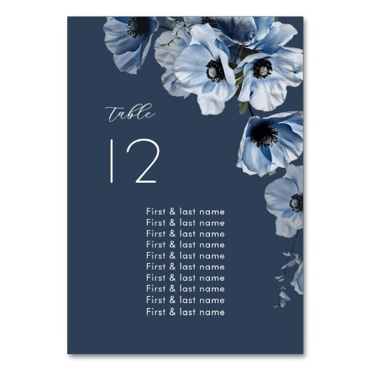 Numéro De Table Mariage Fleurs Bleues Délicates (Par défaut)