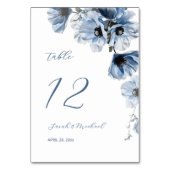 Numéro De Table Mariage Fleurs Bleues Délicates (Dos)