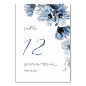 Numéro De Table Mariage Fleurs Bleues Délicates (Dos)