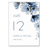 Numéro De Table Mariage Fleurs Bleues Délicates (Dos)