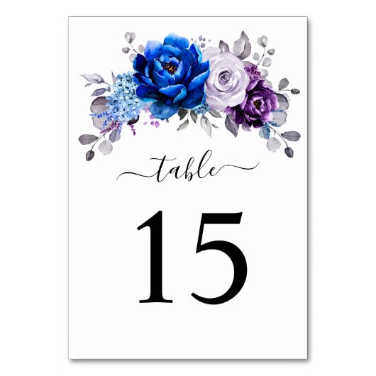 Numéro De Table Mariage Fleurs de Lilas Violet Bleu Royal Navy (Par défaut)