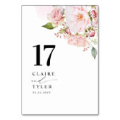 Numéro De Table Mariage Fleurs Rose Pâle et Or Rose (Par défaut)