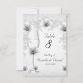 Numéro de table mariage Fleurs Roses d'argent blan (Dos)