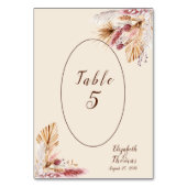 Numéro De Table Mariage Fleurs Séchées Herbe de Pampa (Par défaut)
