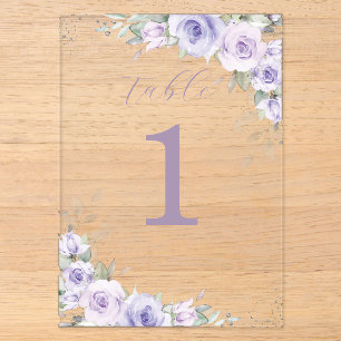 Numéro de table Mariage Fleurs Violettes