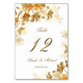 Numéro De Table Mariage floral 3D or (Dos)