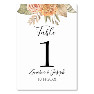 Numéro De Table Mariage floral à feutre minimal
