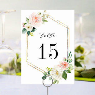 Numéro De Table Mariage floral à fleurs blanches Numéro du tableau
