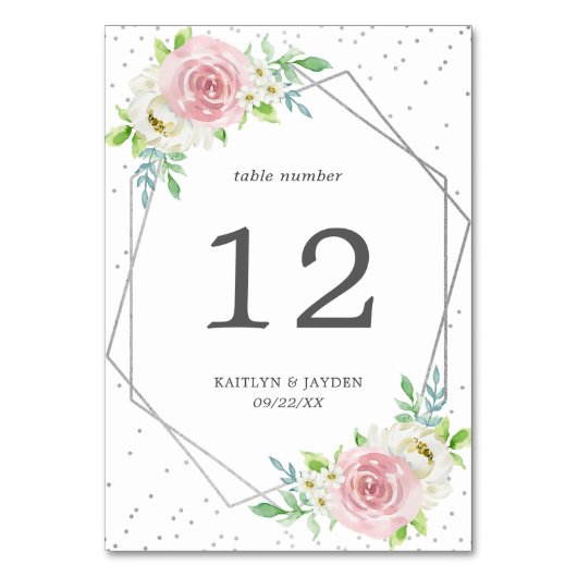 Numéro De Table Mariage floral à huile géométrique chic (Par défaut)