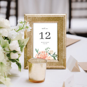 Numéro De Table Mariage Floral Aquarelle Douce Élégante