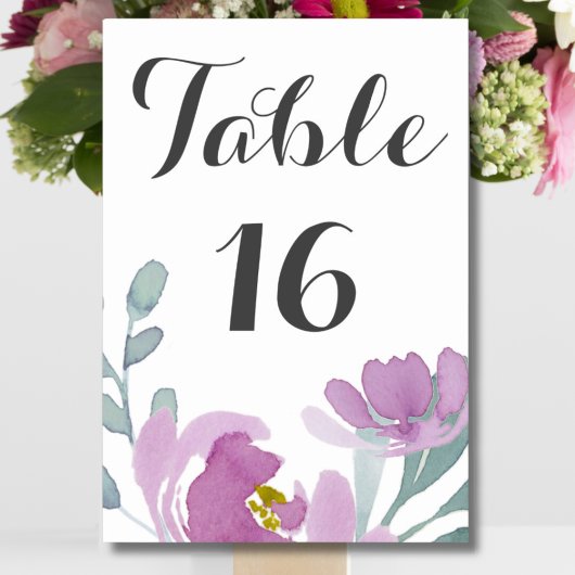 Numéro De Table Mariage Floral Aquarelle Rose Rustique