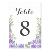 Numéro De Table Mariage Floral Aquarelle Violet Bohème (Dos)