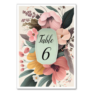 Numéro De Table Mariage Floral au Rose Tendre, sièges à motifs bot
