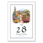 Numéro De Table Mariage Floral aux Teintes du Désert (Dos)