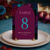 Numéro De Table Mariage floral aux tons de joaillerie
