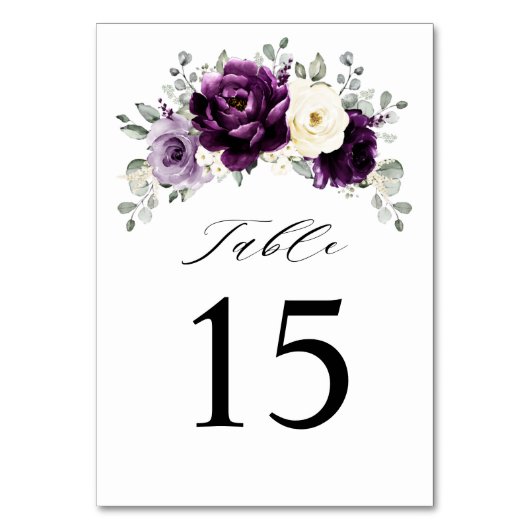 Numéro De Table Mariage floral blanc blanc blanc blanc de prune d' (Par défaut)