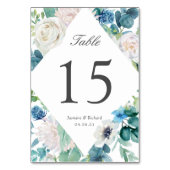 Numéro De Table Mariage floral blanc bleu Sage Green (Par défaut)