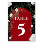 Numéro De Table Mariage floral blanc noir et rouge (Dos)