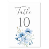 Numéro De Table Mariage Floral Bleu (Dos)