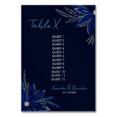 Numéro De Table Mariage floral bleu argenté et marine (Dos)
