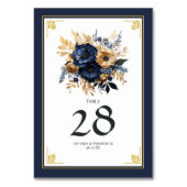 Numéro De Table Mariage floral bleu marine et or (Par défaut)