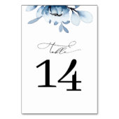 Numéro De Table Mariage Floral Bleu Poussiéreux Moderne (Dos)