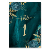 Numéro De Table Mariage Floral Bleu sarcelle Or Élégant (Par défaut)