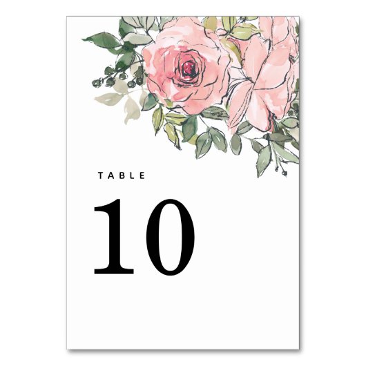 Numéro De Table Mariage floral Blush PInk (Dos)