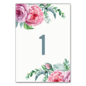 Numéro De Table Mariage floral bohème rose aquarelle. Fleur de jar (Dos)
