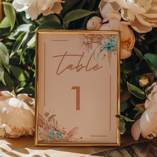 Numéro De Table Mariage floral Boho moderne