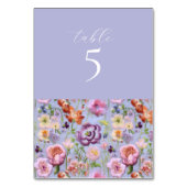 Numéro De Table Mariage Floral Brodé Violet (Dos)