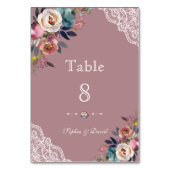 Numéro De Table Mariage Floral Charmant Bleu Poussiéreux Rose Pous (Par défaut)