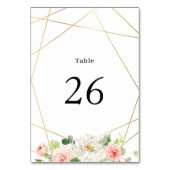 Numéro De Table Mariage floral clair aquarelle géométrique (Dos)