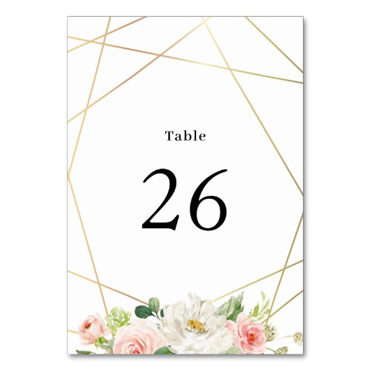 Numéro De Table Mariage floral clair aquarelle géométrique (Par défaut)
