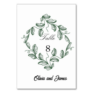 Numéro De Table Mariage Floral Classique Vert Sauge