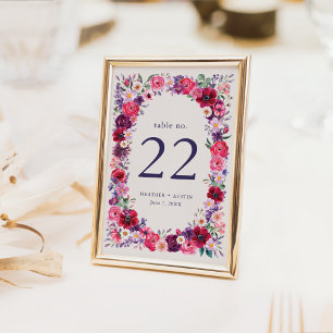 Numéro De Table Mariage Floral Coloré Audacieux