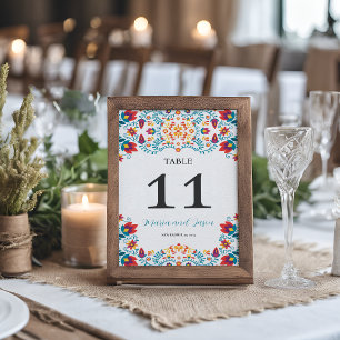 Numéro De Table Mariage floral coloré de la festa mexicaine