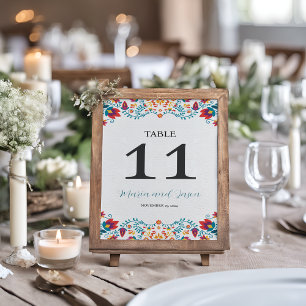 Numéro De Table Mariage Floral coloré mexicain Fiesta