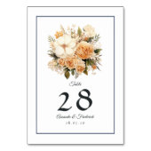 Numéro De Table Mariage floral couleur champagne (Dos)