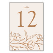 Numéro De Table Mariage floral d'amande et de cuivre (Dos)