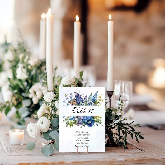 Numéro De Table Mariage floral de Bohême Bleu Violet