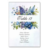 Numéro De Table Mariage floral de Bohême Bleu Violet (Dos)