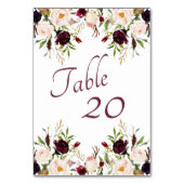 Numéro De Table Mariage floral de Bourgogne (Dos)