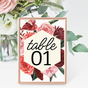 Numéro De Table Mariage floral de Burgundy Fall