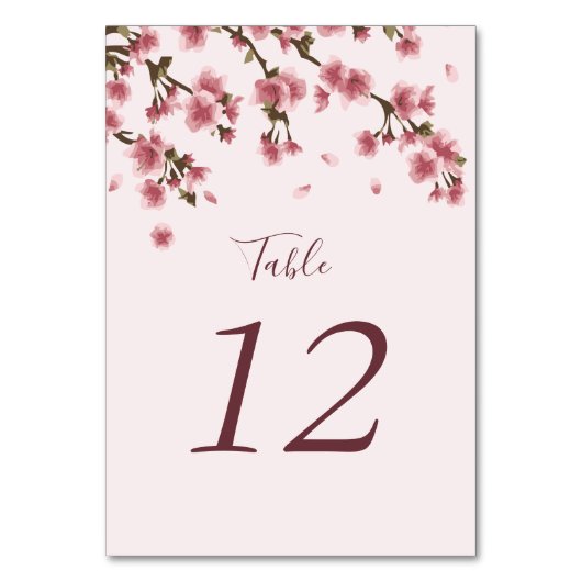 Numéro De Table Mariage Floral de Cerisier Rose (Par défaut)