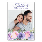 Numéro De Table Mariage floral de lavande rose (Dos)