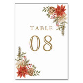 Numéro De Table Mariage Floral de Noël Or Rouge (Dos)