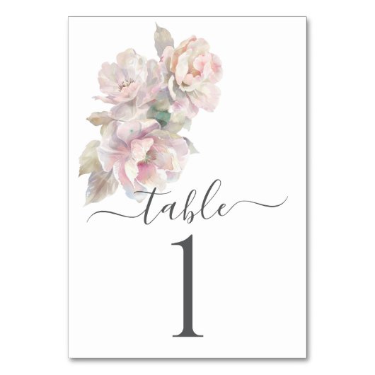 Numéro De Table Mariage floral de pivoine rose romantique (Par défaut)