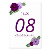 Numéro De Table Mariage floral de pivoine violette (Dos)