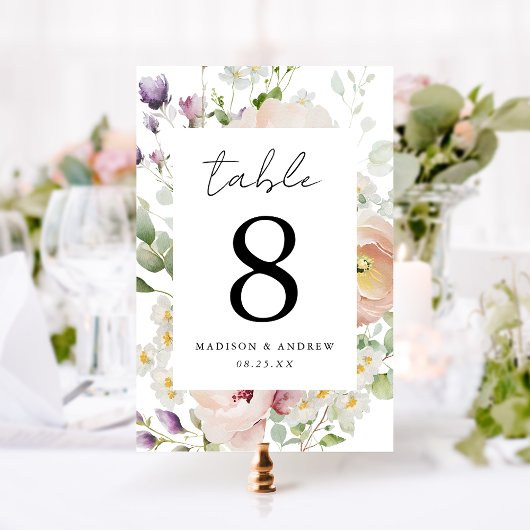 Numéro De Table Mariage floral de printemps délicat